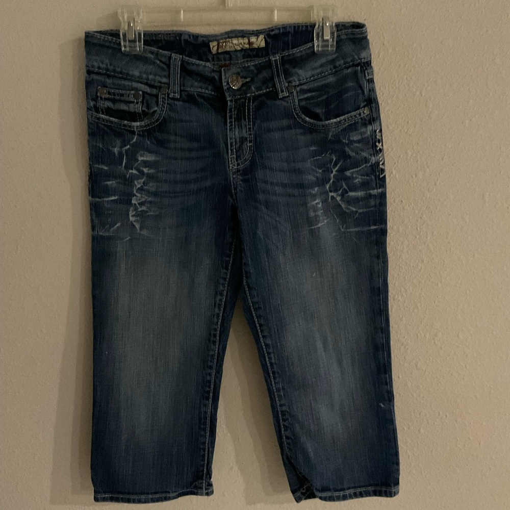 BKE Distressed Blue Denim Capris